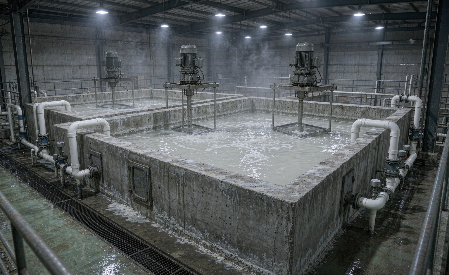 芯片半导体废水处理站沉淀池与含氟废水两级钙盐沉淀反应区